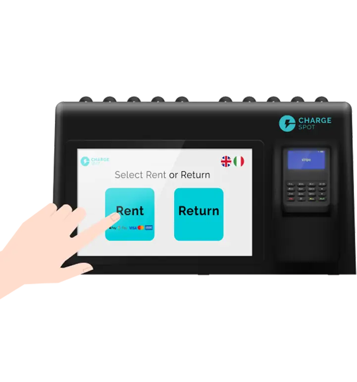 Touch “Rent a Battery”on the screen